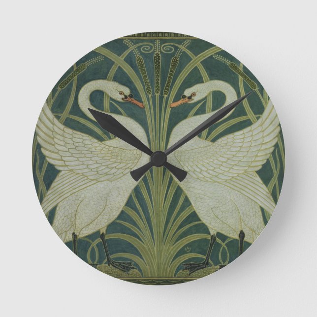 Reloj Redondo Mediano Diseño del papel pintado del "cisne, de la (Anverso)