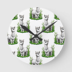 Reloj Redondo Mediano Diseño del patrón de camello llama Alpaca
