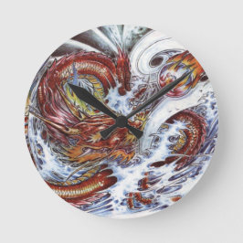 Reloj Redondo Mediano Diseño del tatuaje del dragón japonés