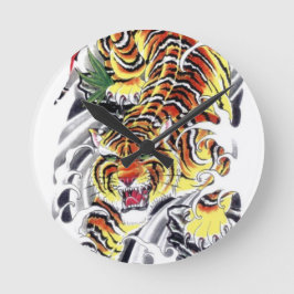 Reloj Redondo Mediano Diseño del tatuaje del tigre japonés