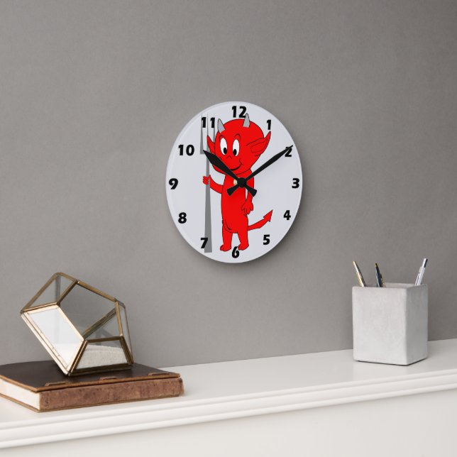 Reloj Redondo Mediano Diseño Diablo Rojo (Oficina)