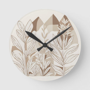 Reloj Redondo Mediano Diseño ecléctico rústico de Flor silvestre Boho Te
