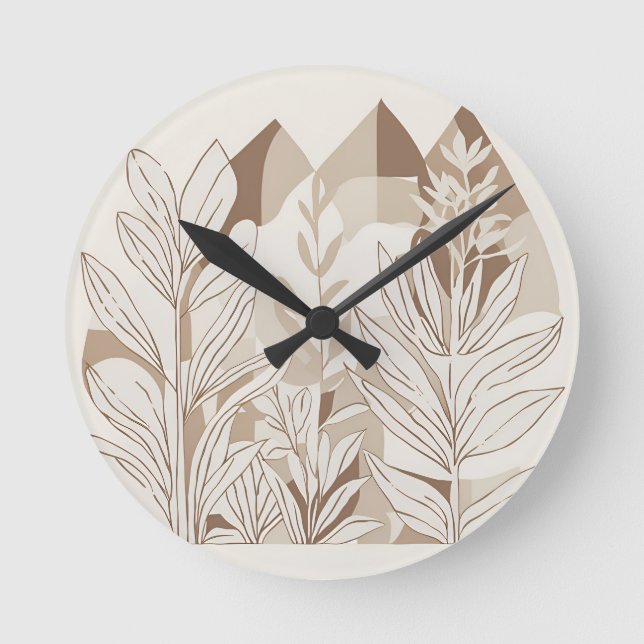 Reloj Redondo Mediano Diseño ecléctico rústico de Flor silvestre Boho Te (Anverso)