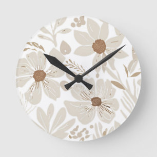 Reloj Redondo Mediano Diseño ecléctico rústico de Flor silvestre Boho Te