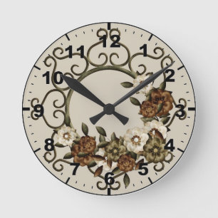 Reloj Redondo Mediano Diseño floral adornado del hierro labrado