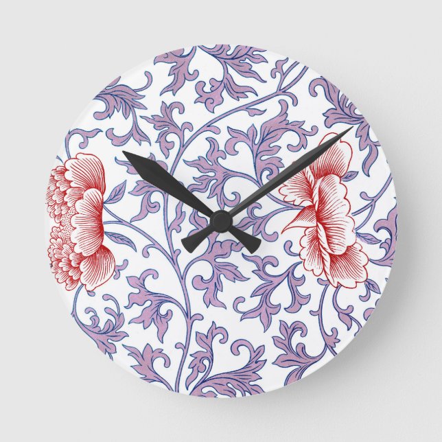 Reloj Redondo Mediano Diseño floral de moda (Anverso)