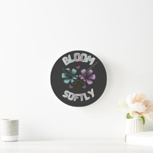 Reloj Redondo Mediano Diseño floral de primavera Bloom Softly Pastel Cot