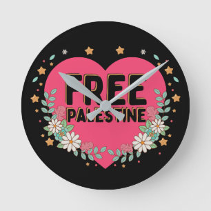 Reloj Redondo Mediano diseño gráfico de corazón palestino lindo