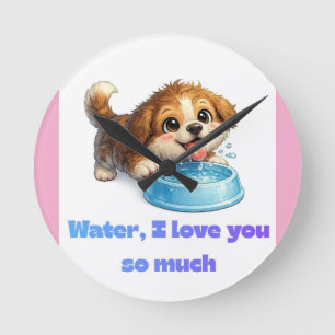 Reloj Redondo Mediano Diseño Inspirador de Perro Feliz Amante del Agua