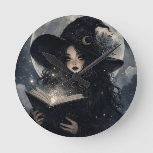 Reloj Redondo Mediano diseño mágico de academia oscura y brujería