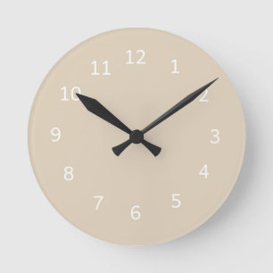 Reloj Redondo Mediano Diseño minimalista neutro cálido camello color bei