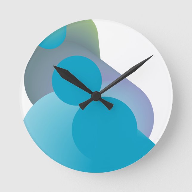Reloj Redondo Mediano Diseño moderno azul Funky (Anverso)