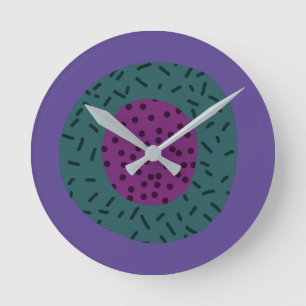 Reloj Redondo Mediano Diseño moderno y colorido color morado verde