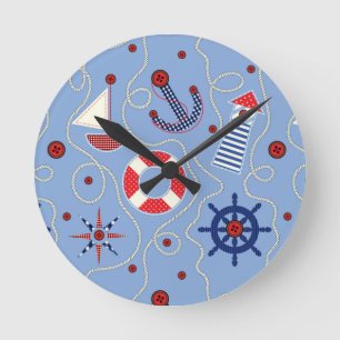 Reloj Redondo Mediano Diseño náutico del remiendo