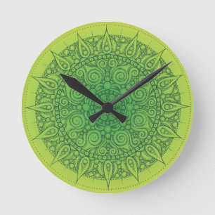 Reloj Redondo Mediano Diseño oriental verde hermoso