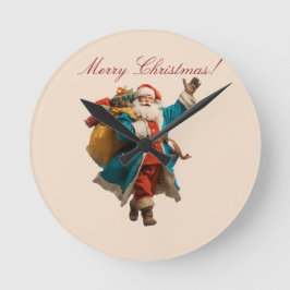 Reloj Redondo Mediano Diseño personalizado de Santa Claus para Navidad