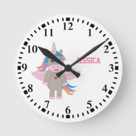 Reloj Redondo Mediano Diseño personalizado de unicornio arcoiris persona