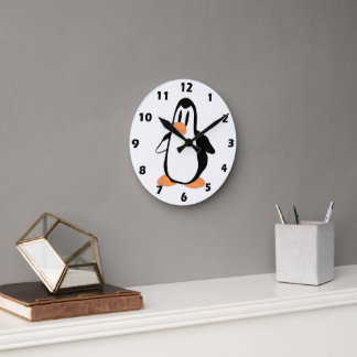 Reloj Redondo Mediano Diseño pingüino