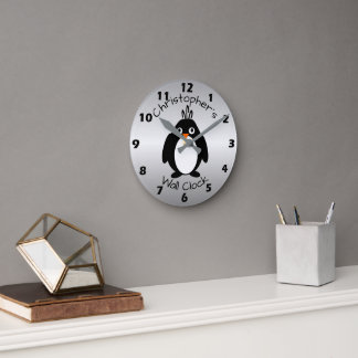 Reloj Redondo Mediano Diseño pingüino personalizado