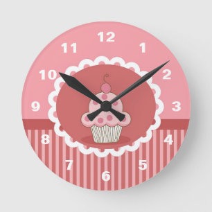 Reloj Redondo Mediano Diseño rosado de la magdalena
