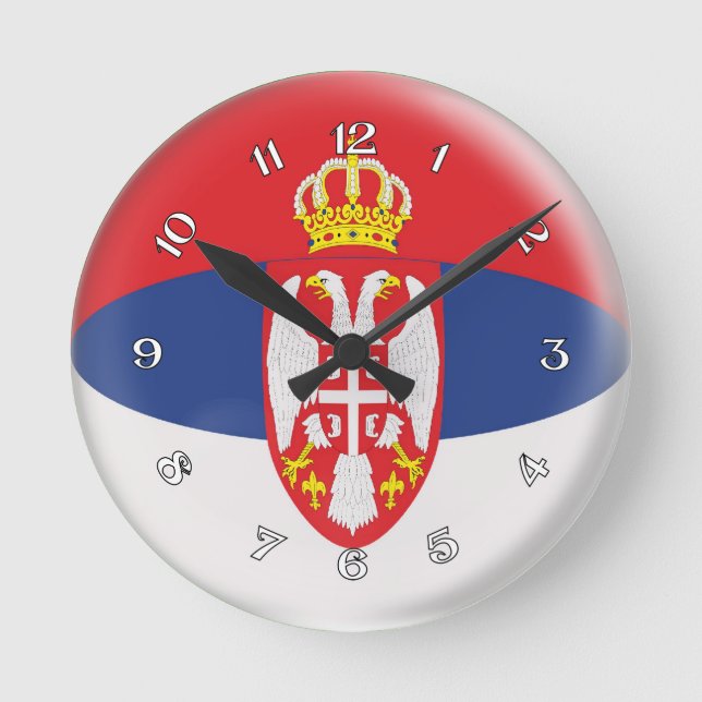 Reloj Redondo Mediano Diseño servio de la burbuja de la bandera de (Anverso)