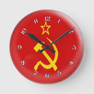 Reloj Redondo Mediano Diseño soviético de la burbuja de la bandera del