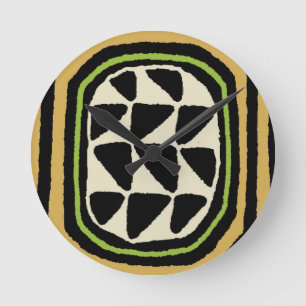 Reloj Redondo Mediano Diseño textil kuba africano