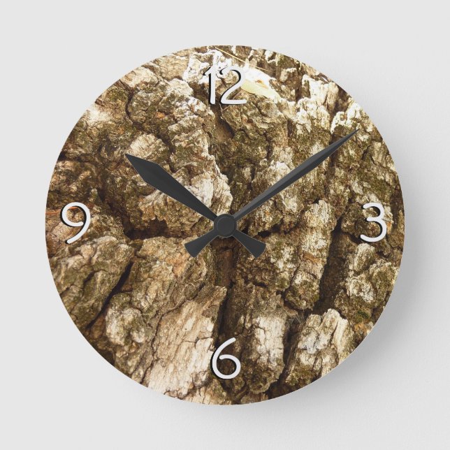 Reloj Redondo Mediano Diseño texturizado natural de la barra de árbol II (Anverso)