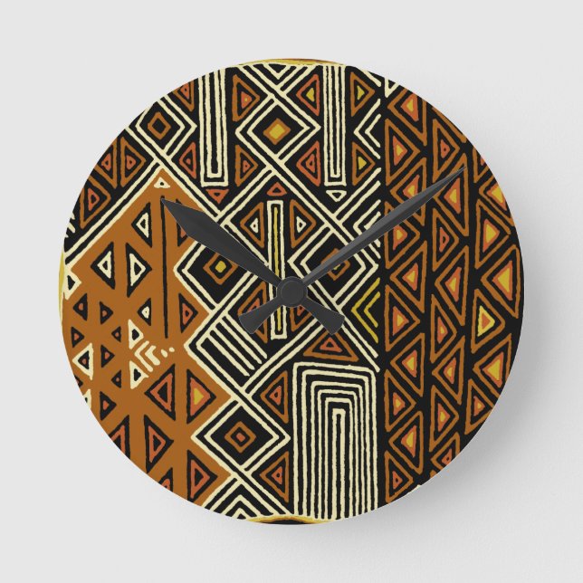 Reloj Redondo Mediano Diseño tribal africano Kuba (Anverso)