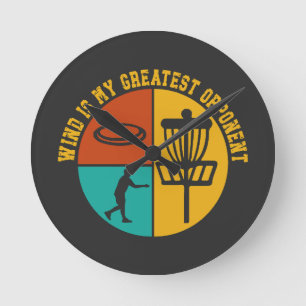 Reloj Redondo Mediano Disk Golf Funny Design Retro Disc Golf