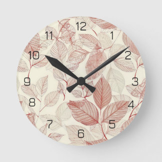 Reloj Redondo Mediano Dispersión otoñal: hojas rojizas en el programa de
