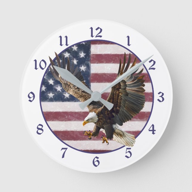 Reloj Redondo Mediano Distressed Flag Eagle Landing (Anverso)