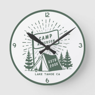 Reloj Redondo Mediano Diversión de Camping Familiar Retro Moderno al Air