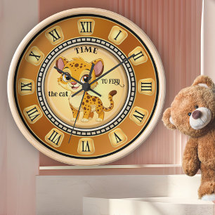 Reloj Redondo Mediano Diversión de gato grande