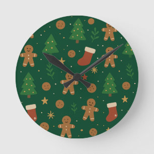 Reloj Redondo Mediano Diversión de Navidad con Pan de Jengibre