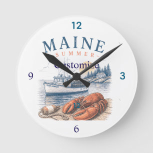 Reloj Redondo Mediano Diversión de verano de langosta de Maine Thunder_C