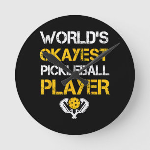 Reloj Redondo Mediano Divertida Paddle del jugador de pelota - Picklebal
