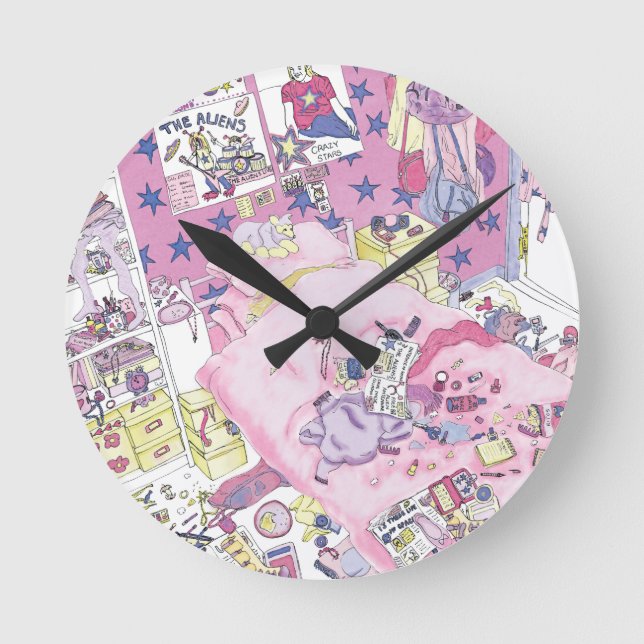 Reloj Redondo Mediano Divertido adolescente Chicas desordenado dormitori (Anverso)