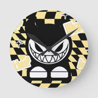 Reloj Redondo Mediano Divertido Amarillo Inspirado en Labubou