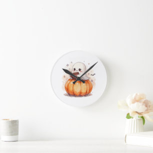 Reloj Redondo Mediano Divertido lecturas de fantasía - Calabaza acogedor
