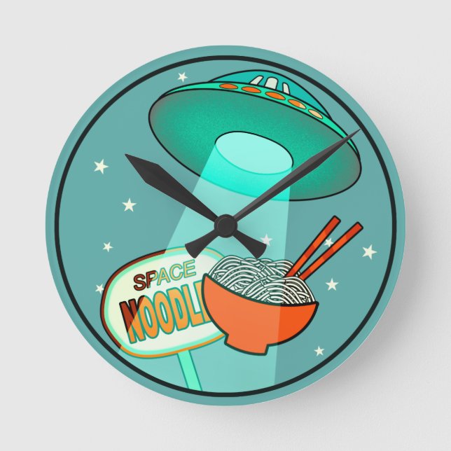 Reloj Redondo Mediano Divertidos OVNI (Anverso)