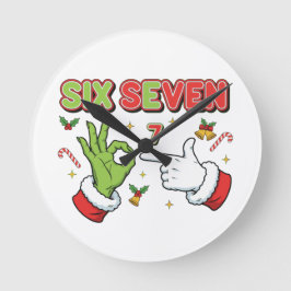 Reloj Redondo Mediano Diviértete Navidad Seis Siete Monstruo Verde Fiest