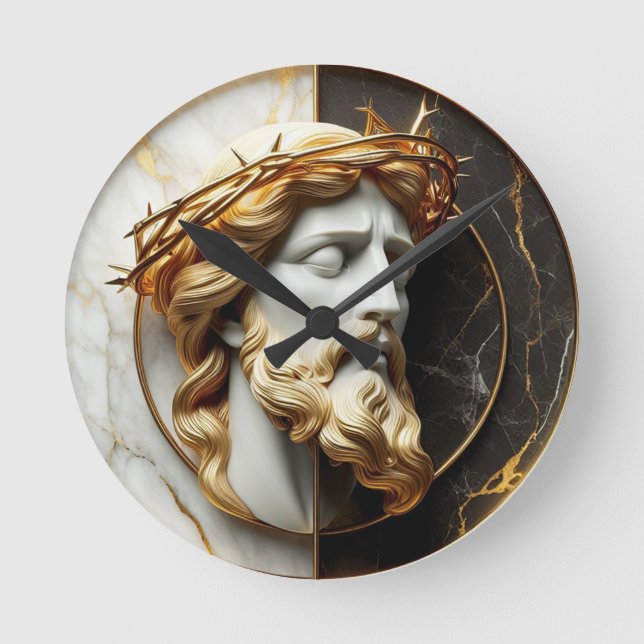 Reloj Redondo Mediano Divino embellecimiento Jesús mirando al cielo (Anverso)