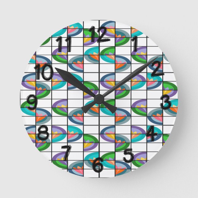 Reloj Redondo Mediano Divisiones de flores (Anverso)