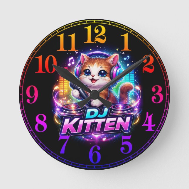 RELOJ REDONDO MEDIANO DJ KITTEN 2 (Anverso)