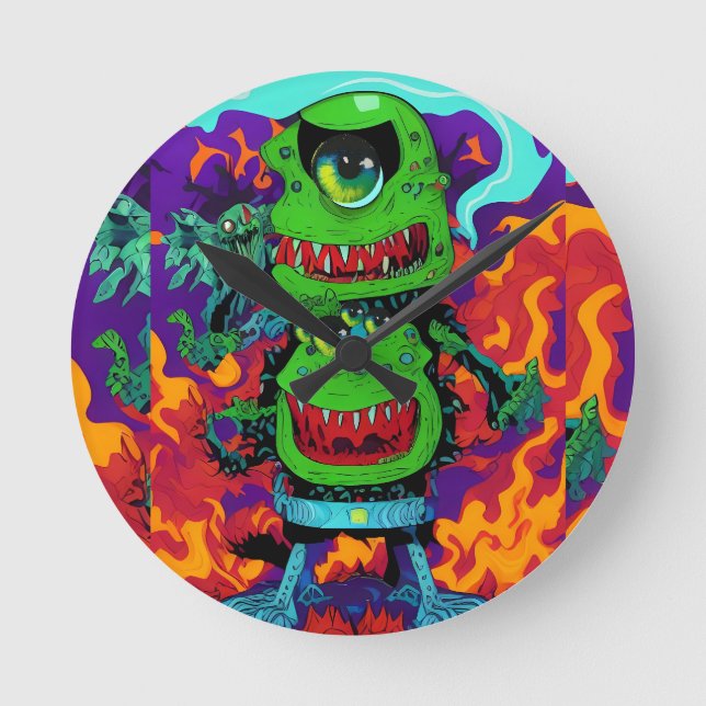 Reloj Redondo Mediano Doblar la monstruosidad - Ken Gage Art (Anverso)