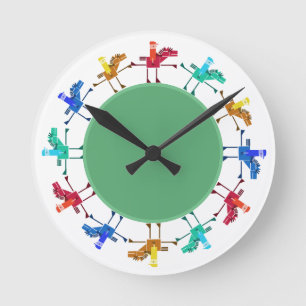 Reloj Redondo Mediano Doce caballos y jinetes infantiles