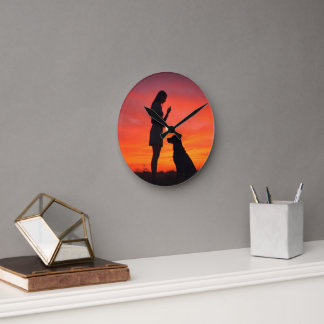Reloj Redondo Mediano dog and girl  Round Clock