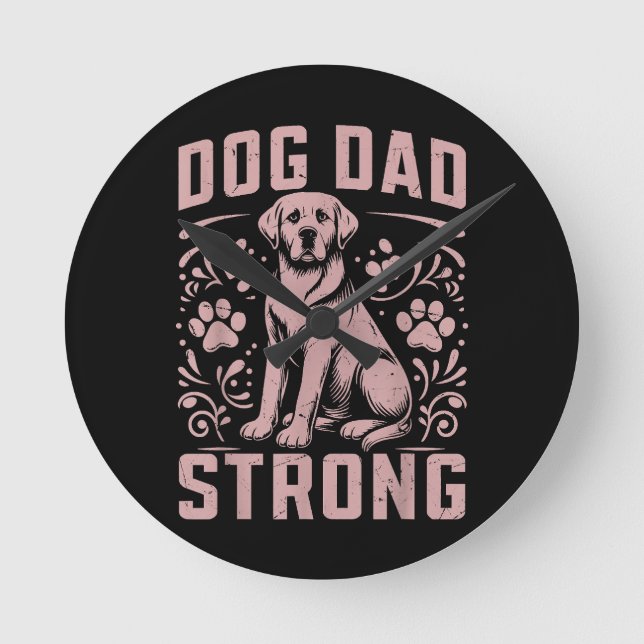 Reloj Redondo Mediano Dog Dad Strong Dog Dad (Anverso)