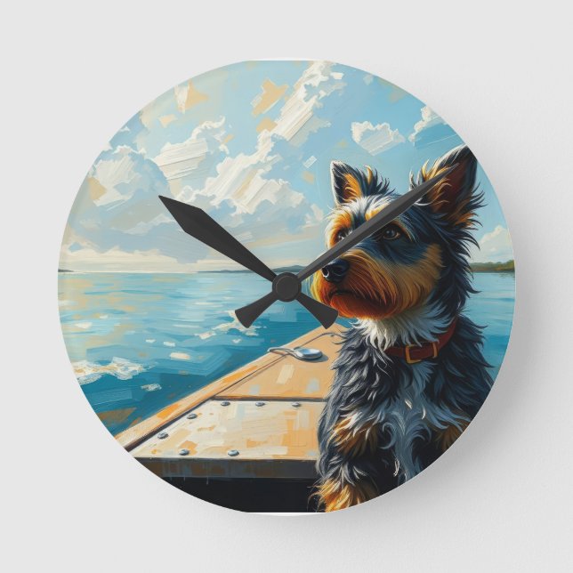 Reloj Redondo Mediano Dog on a boat (Anverso)